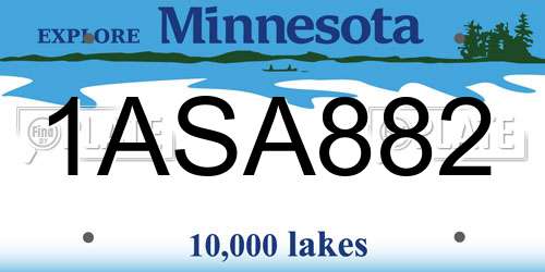 1ASA882 Minnesota License Plate