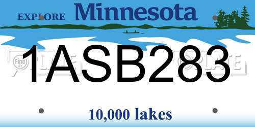 1ASB283 Minnesota License Plate