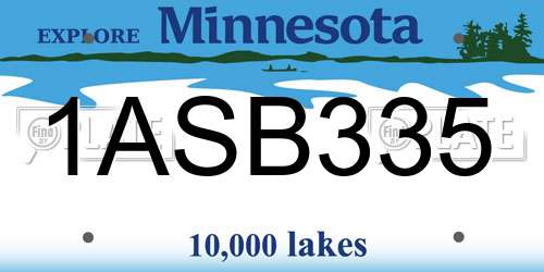 1ASB335 Minnesota License Plate