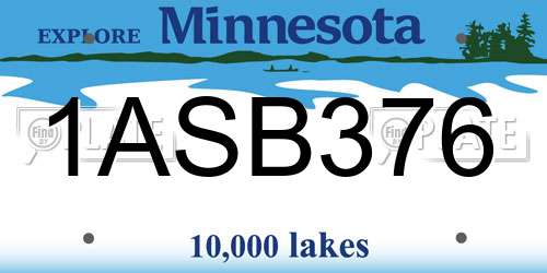1ASB376 Minnesota License Plate