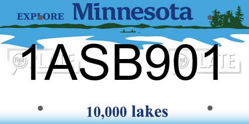 1ASB901 Minnesota License Plate