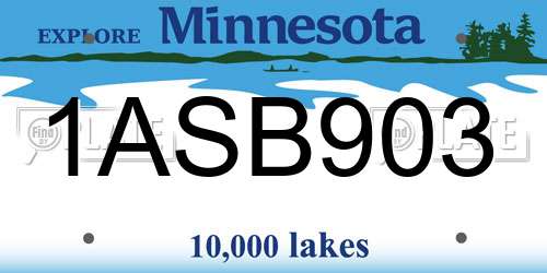 1ASB903 Minnesota License Plate