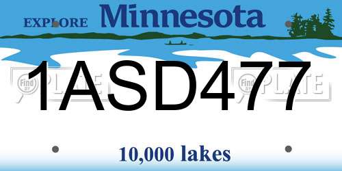 1ASD477 Minnesota License Plate