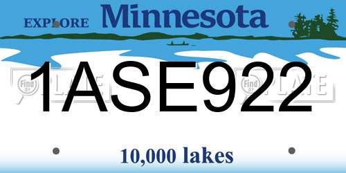 1ASE922 Minnesota License Plate