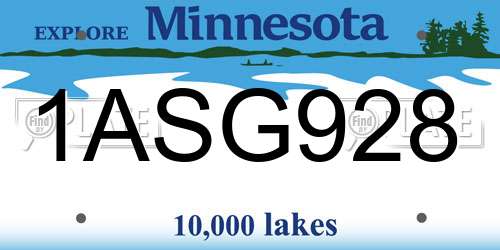 1ASG928 Minnesota License Plate