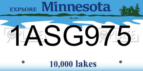 1ASG975 Minnesota License Plate