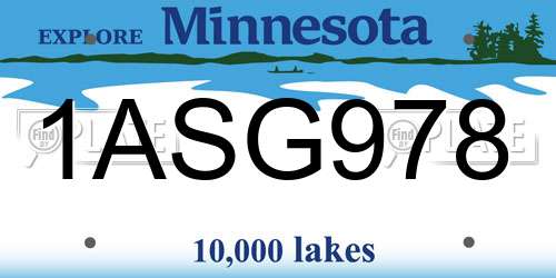 1ASG978 Minnesota License Plate