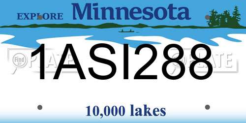 1ASI288 Minnesota License Plate