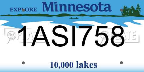 1ASI758 Minnesota License Plate