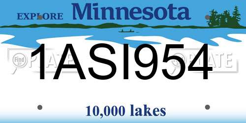1ASI954 Minnesota License Plate