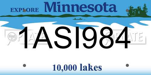 1ASI984 Minnesota License Plate