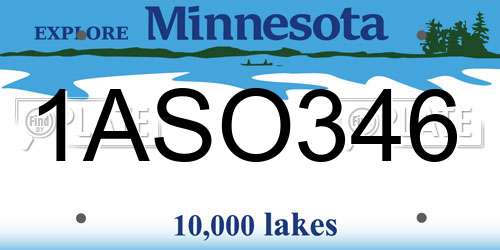 1ASO346 Minnesota License Plate