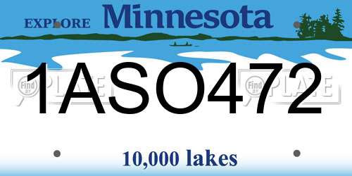 1ASO472 Minnesota License Plate