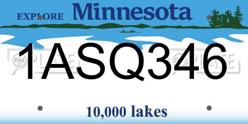 1ASQ346 Minnesota License Plate