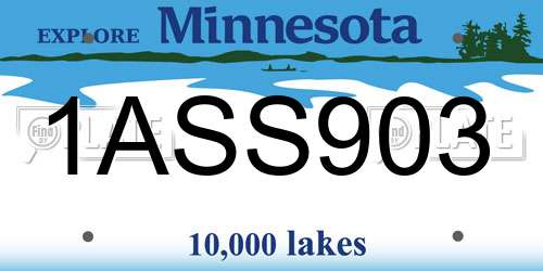 1ASS903 Minnesota License Plate