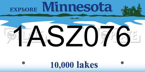 1ASZ076 Minnesota License Plate