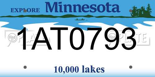 1AT0793 Minnesota License Plate