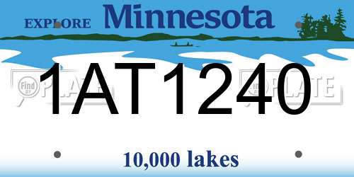 1AT1240 Minnesota License Plate