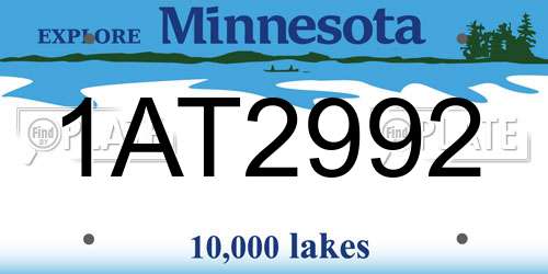1AT2992 Minnesota License Plate