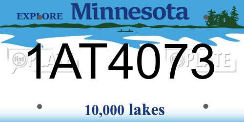 1AT4073 Minnesota License Plate