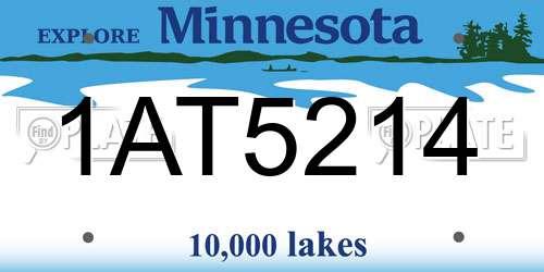 1AT5214 Minnesota License Plate
