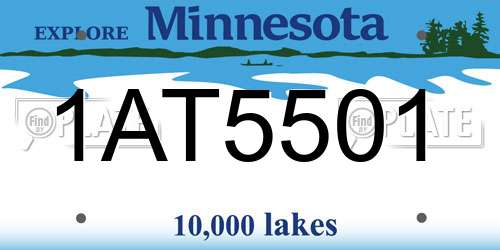 1AT5501 Minnesota License Plate