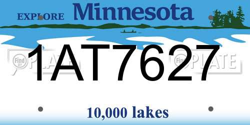 1AT7627 Minnesota License Plate