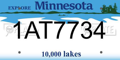 1AT7734 Minnesota License Plate