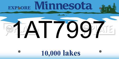 1AT7997 Minnesota License Plate