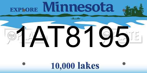 1AT8195 Minnesota License Plate
