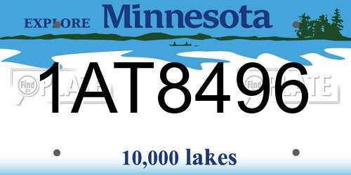 1AT8496 Minnesota License Plate