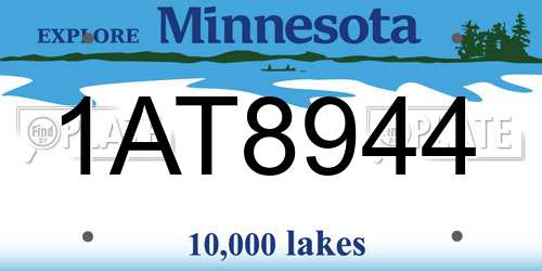 1AT8944 Minnesota License Plate
