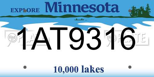 1AT9316 Minnesota License Plate