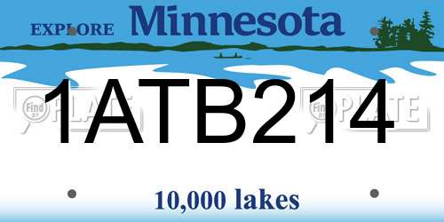1ATB214 Minnesota License Plate