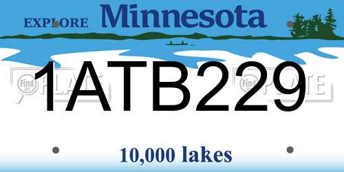 1ATB229 Minnesota License Plate