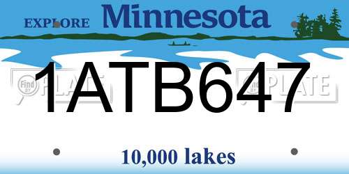 1ATB647 Minnesota License Plate