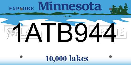1ATB944 Minnesota License Plate