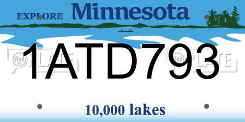 1ATD793 Minnesota License Plate
