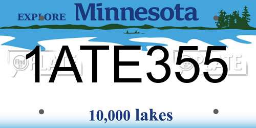 1ATE355 Minnesota License Plate