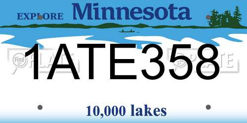 1ATE358 Minnesota License Plate