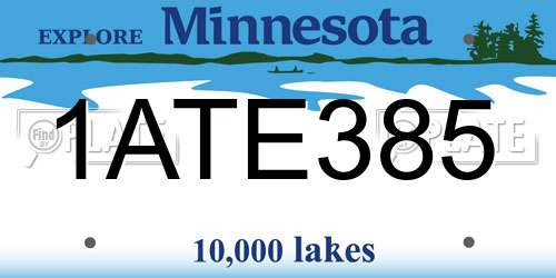 1ATE385 Minnesota License Plate