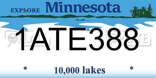 1ATE388 Minnesota License Plate