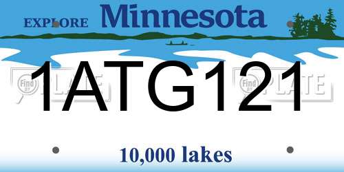 1ATG121 Minnesota License Plate