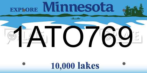 1ATO769 Minnesota License Plate
