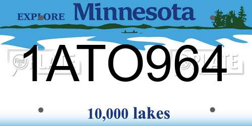 1ATO964 Minnesota License Plate