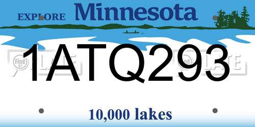 1ATQ293 Minnesota License Plate