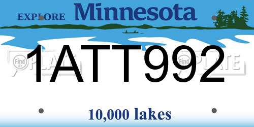 1ATT992 Minnesota License Plate