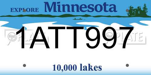 1ATT997 Minnesota License Plate