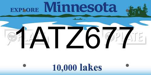 1ATZ677 Minnesota License Plate
