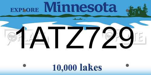 1ATZ729 Minnesota License Plate